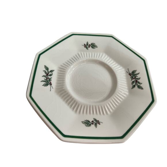 Set of 7 Nikko Christmastime saucers 6" Octagonal  No chips or‎ flaws - Picture 1 of 6